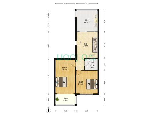 如意小区 2室1厅1卫 94平方
