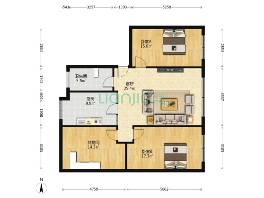 铝建路120号 2室1厅1卫 111平方