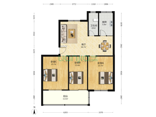 驻马店市商务局第三家属院 3室1厅1卫 104平方