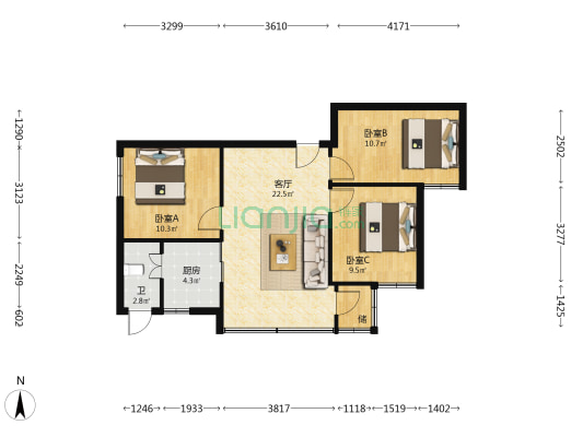 海员新村 3室1厅1卫 70平方