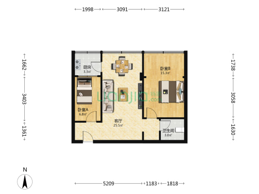 兰雅•园丁雅居 2室1厅1卫 64平方