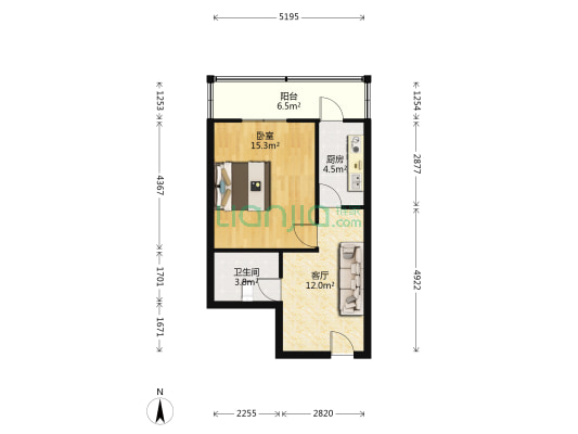 照湖西里 1室1厅1卫 49平方