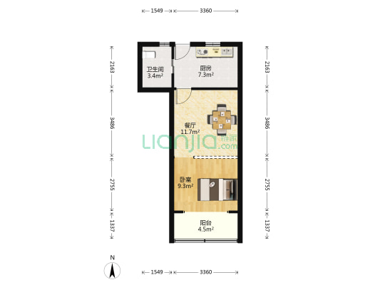 金龙公寓(杨浦) 1室1厅1卫 45平方