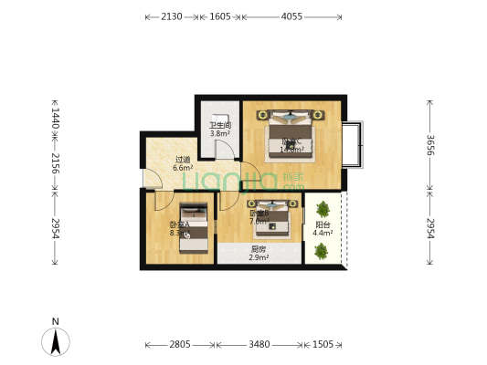 江湾丽城 3室0厅1卫 63平方