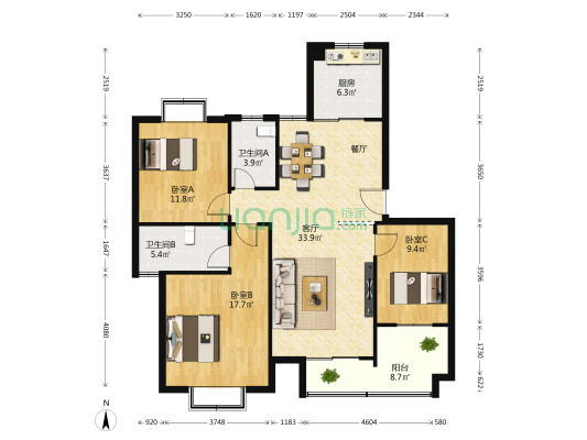 驿乐园（G地块） 3室1厅2卫 132平方
