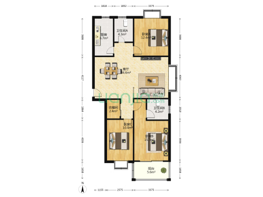 高远丽都 3室1厅2卫 145平方
