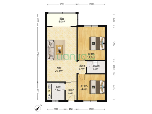碚峡路 2室1厅1卫 86平方