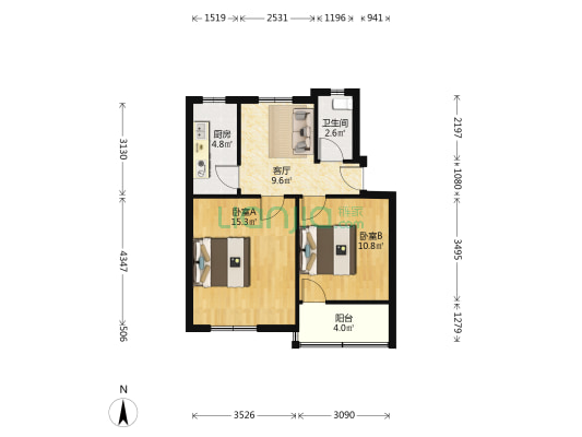 设计规划巷 2室1厅1卫 58平方