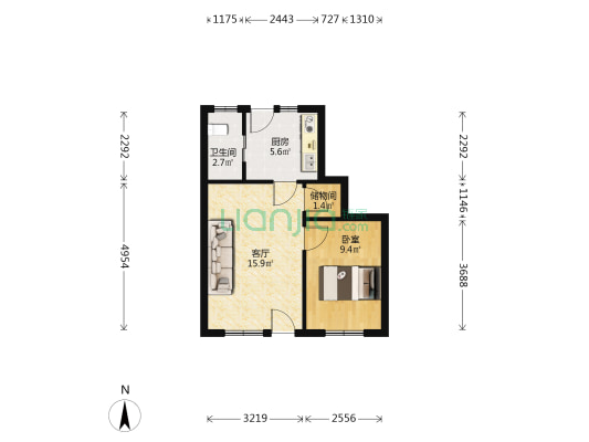 泰和路309弄 1室1厅1卫 48平方