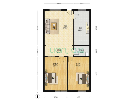 灯具市场商住楼 2室1厅1卫 142平方