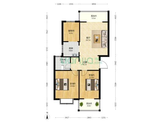 连城别苑可园 2室1厅1卫 95平方