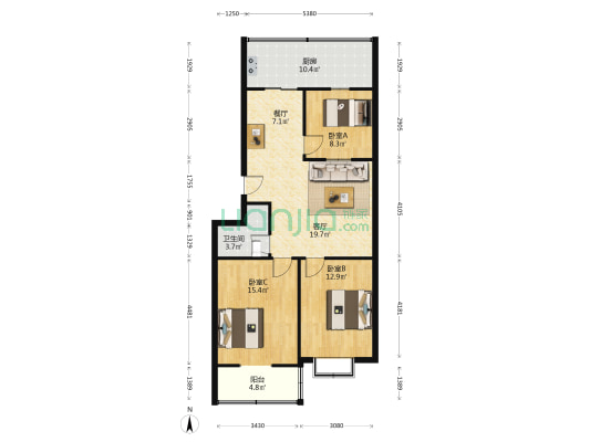 外贸东花园 3室2厅1卫 99平方