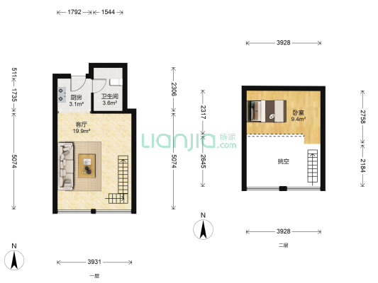 星悦金座 1室1厅1卫 45平方