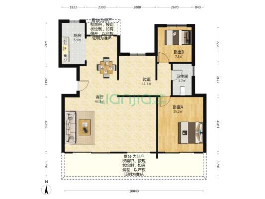 绿地·溱水小镇 2室1厅1卫 153平方