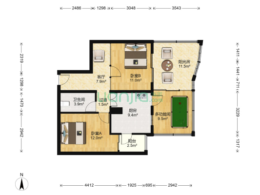 禾风相府 3室1厅1卫 67平方