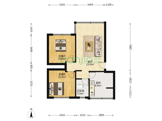 桂林路一段190号 2室1厅1卫 69平方