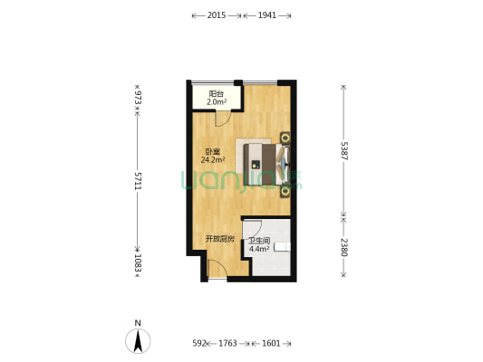 中国铁建公馆189 1室0厅1卫 53平方