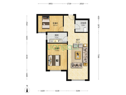 精装修 满二 出入方便 拎包入住 中层 全屋硅藻泥-户型图