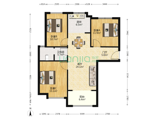 佳和名苑 3室1厅1卫 114平方