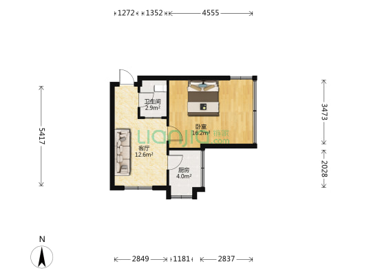 金地小区 1室1厅1卫 45平方