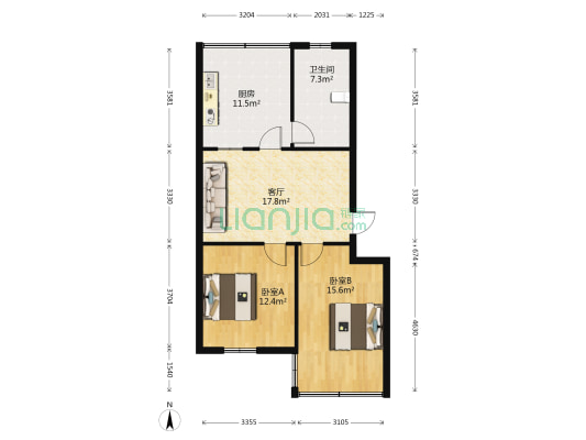 集贤南路240号 2室1厅1卫 67平方