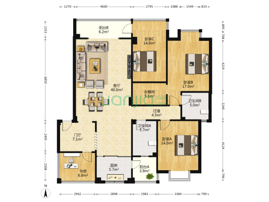 盛世华章 4室1厅2卫 140平方