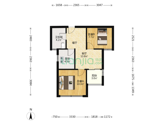 水墩苑一区 2室1厅1卫 60平方