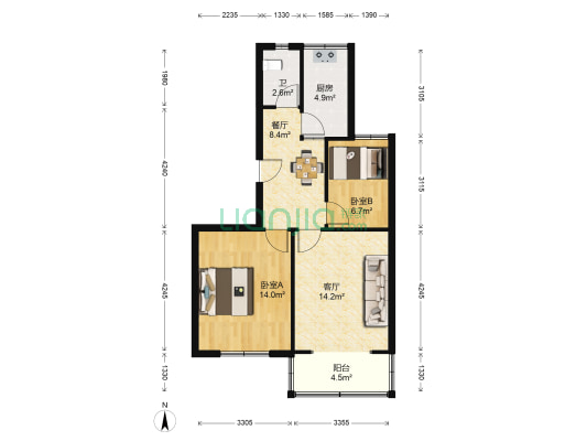 苜蓿园大街53号 2室2厅1卫 79平方