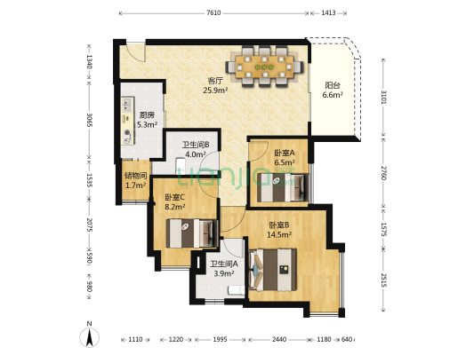 长寿碧桂园豪园 3室1厅2卫 98平方