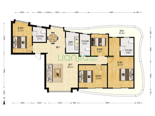 冠城大通首玺 4室1厅3卫 151平方