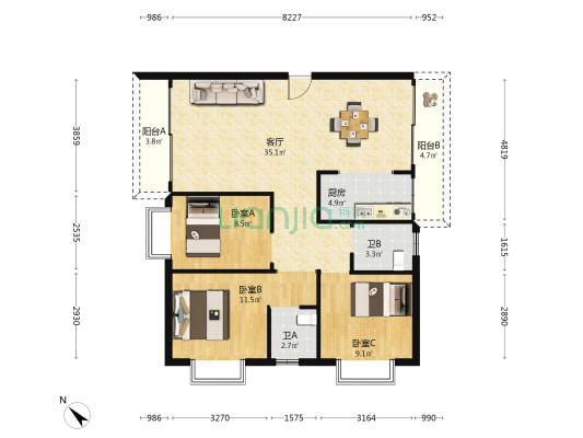 平南村自建房 3室1厅2卫 95平方