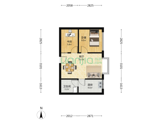 禾润花园 2室1厅1卫 52平方