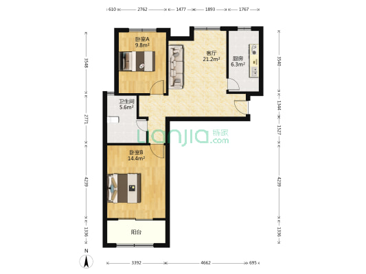 佘北家园秀雅苑 2室1厅1卫 81平方