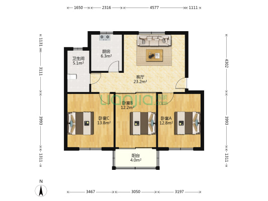 古娄一村三区 3室1厅1卫 94平方