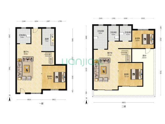 马影河畔A区 3室2厅4卫 179平方