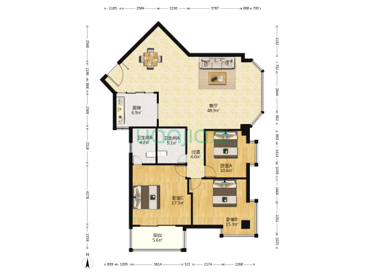 金贸大厦 3室1厅2卫 157平方