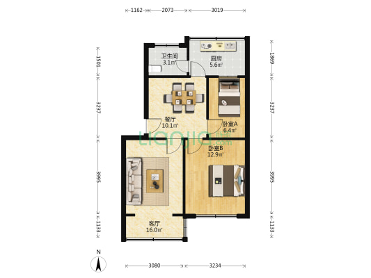 盘龙山社区桂花路 2室2厅1卫 63平方