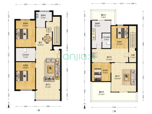 静苑小区 4室4厅2卫 136平方