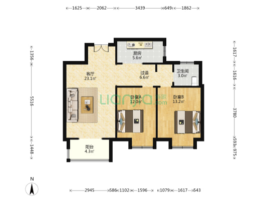 西湖御景 2室1厅1卫 94平方