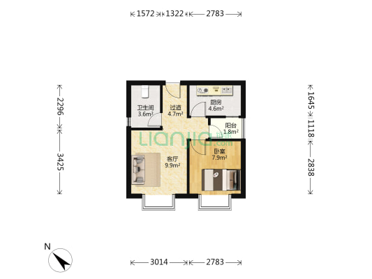 普照苑 1室1厅1卫 42平方
