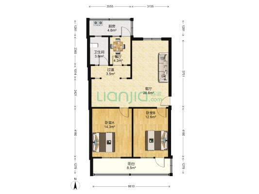 代书胡同 2室2厅1卫 83平方