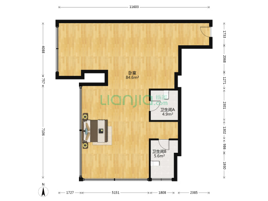 晓港名城名城荟 1室0厅2卫 113平方