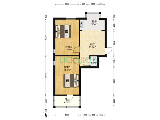 清源楼 2室1厅1卫 65平方