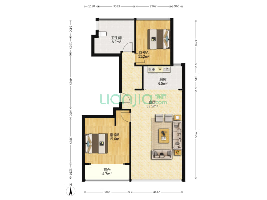 绿城紫薇广场风华苑 2室1厅1卫 112平方