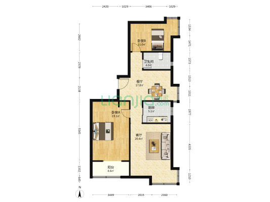 祥和新园 2室2厅1卫 108平方