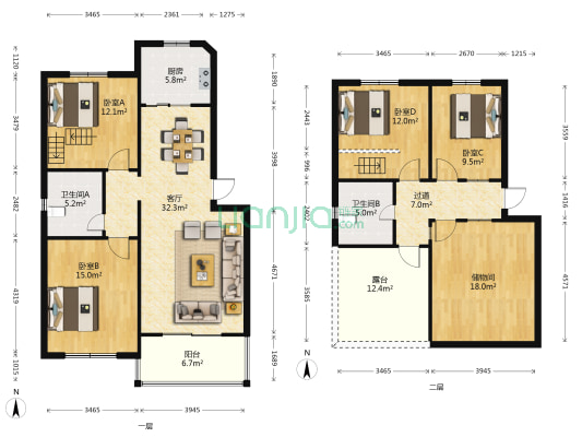 银河苑一区 4室1厅2卫 89平方