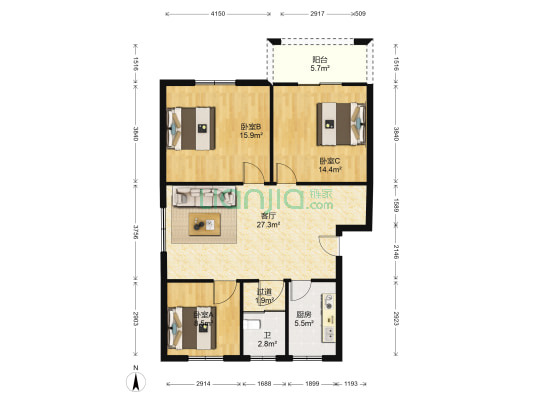 安庆南山苑小区 3室1厅1卫 94平方