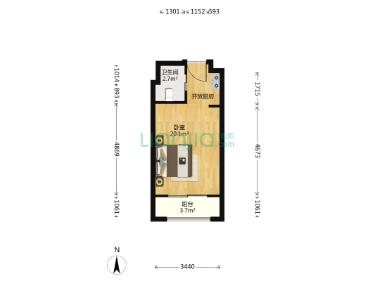 中大简界 1室0厅1卫 36平方