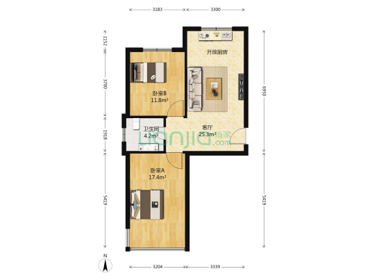 邑嘉海景 2室1厅1卫 80平方