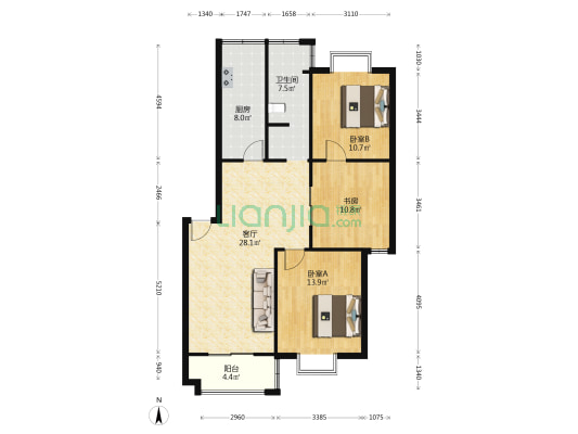 蜀峰湾 3室1厅1卫 95平方